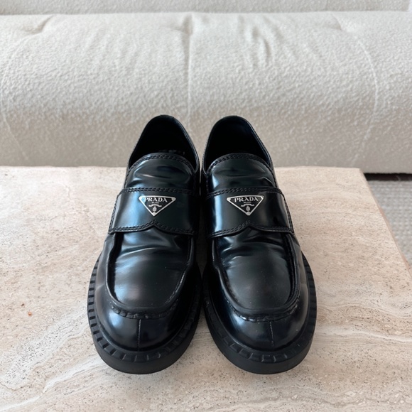 Prada Brushed Leather Loafers